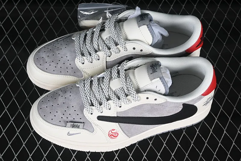 All Categories Air Jordan Jordan Series Basketball Shoes Air Jordan 1 Low High-end Customized Low-top Sneakers Travis Scott x Fragment Design x Air Jordan 1 Low OG SP AJ1 Joe 1 Stusci Jointly Branded Year of the Snake Limited Edition Double Beige and Black Swooshes Low-top Cultural Casual Sneakers SJ2068-142